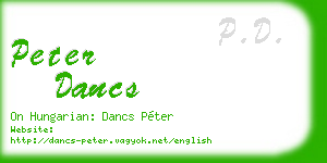 peter dancs business card